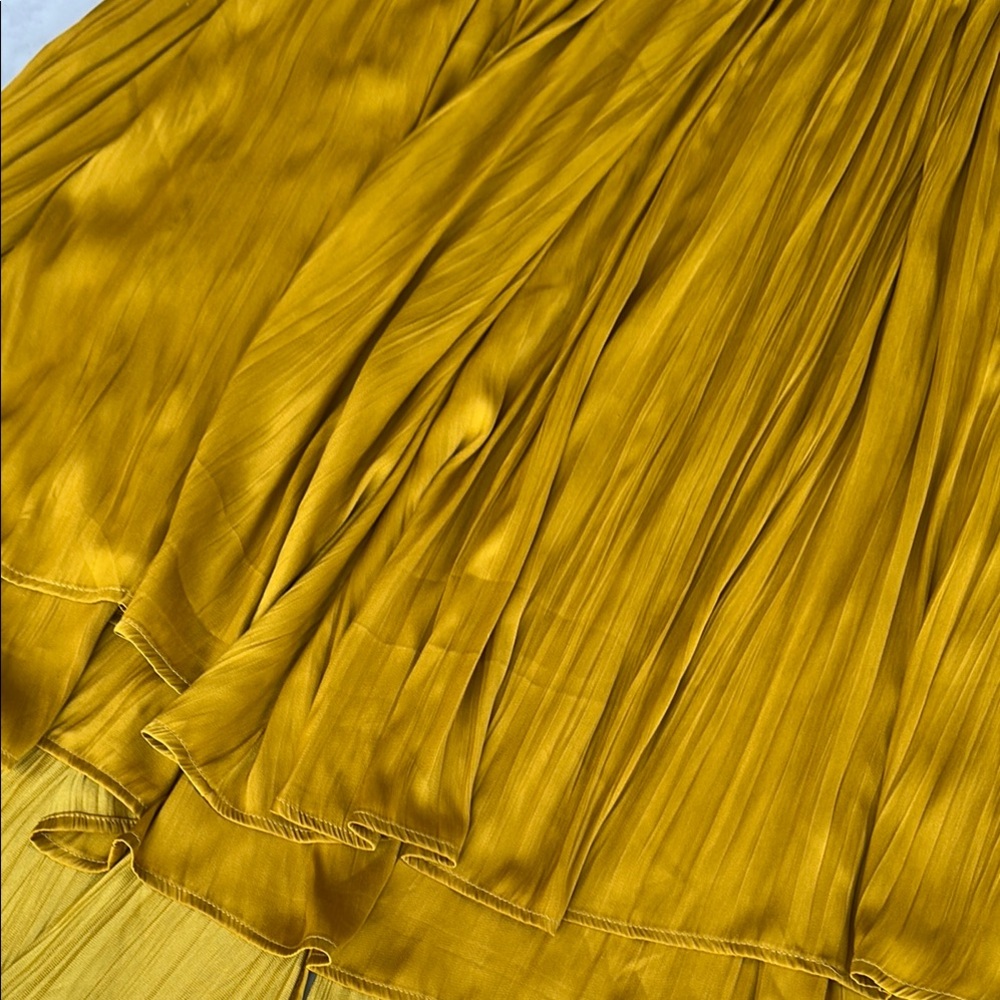 Free People Elegant chartreuse-Mustard-golden Halter Dress XS NWT - Picture 8 of 13